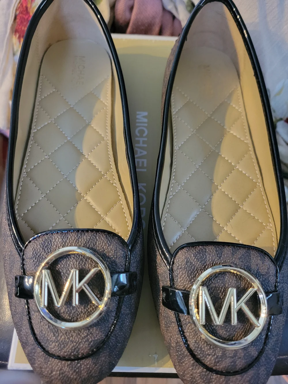 Michael Kors Brown MK Logo Quilted Insole Loafers